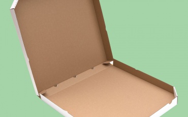 Pizza krabica priemer 50, bielo-hnedá.